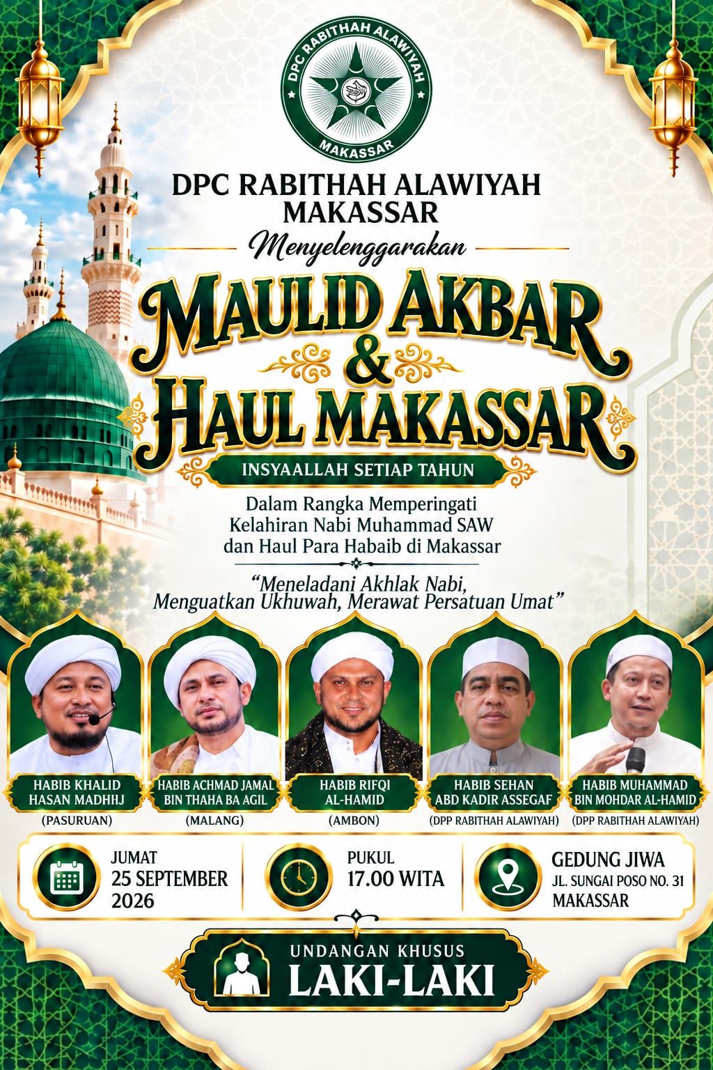 DPC Rabithah Alawiyah Makassar Gelar Maulid Akbar dan Haul Makassar, Hadirkan Sejumlah Habaib dari Berbagai Daerah